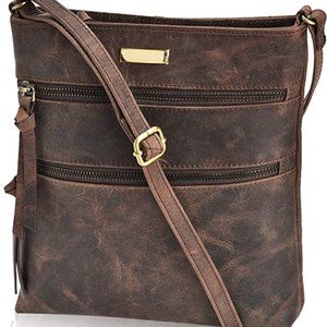 ESTALON Leather Crossbody Purse for Women- Small Crossover